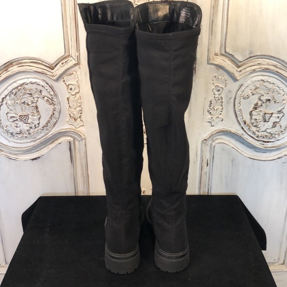 UNISA Faux Suede and Stretch Fabric Black Lug Sole Boots Size 7 - Picture 5 of 11